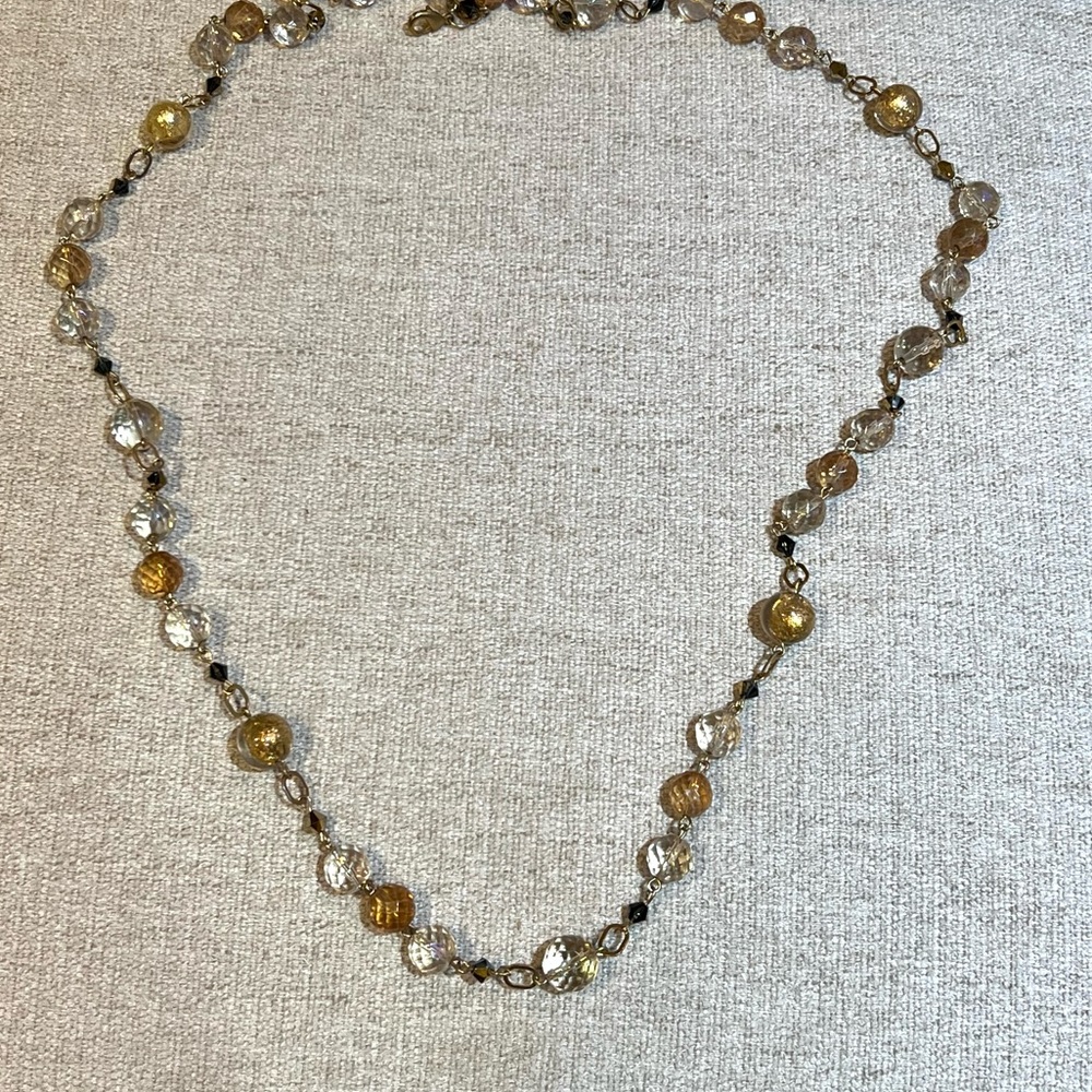 Gold & Orange Beaded Necklace
